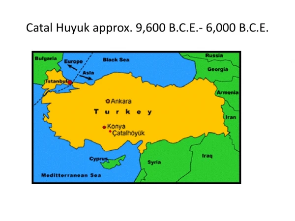 Catal Huyuk approx. 9,600 B.C.E. - 6,000 B.C.E.