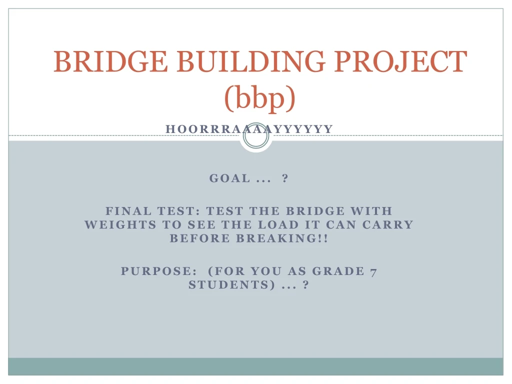 bridge building project bbp