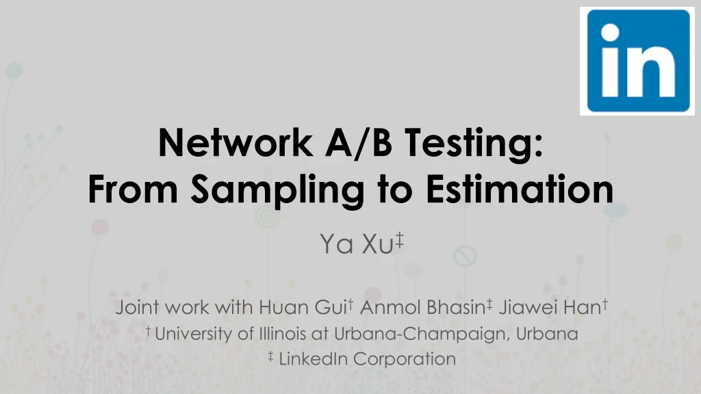 network a b testing from sampling to estimation