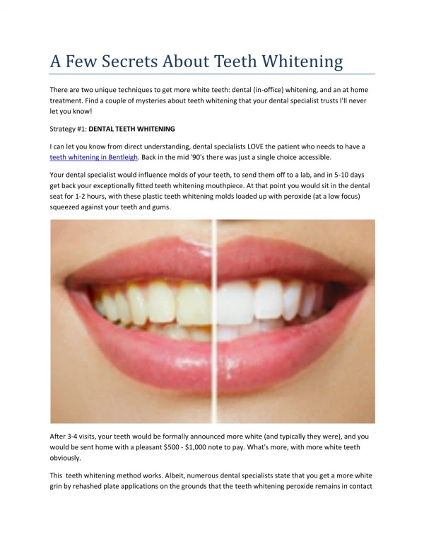 A Few Secrets About Teeth Whitening