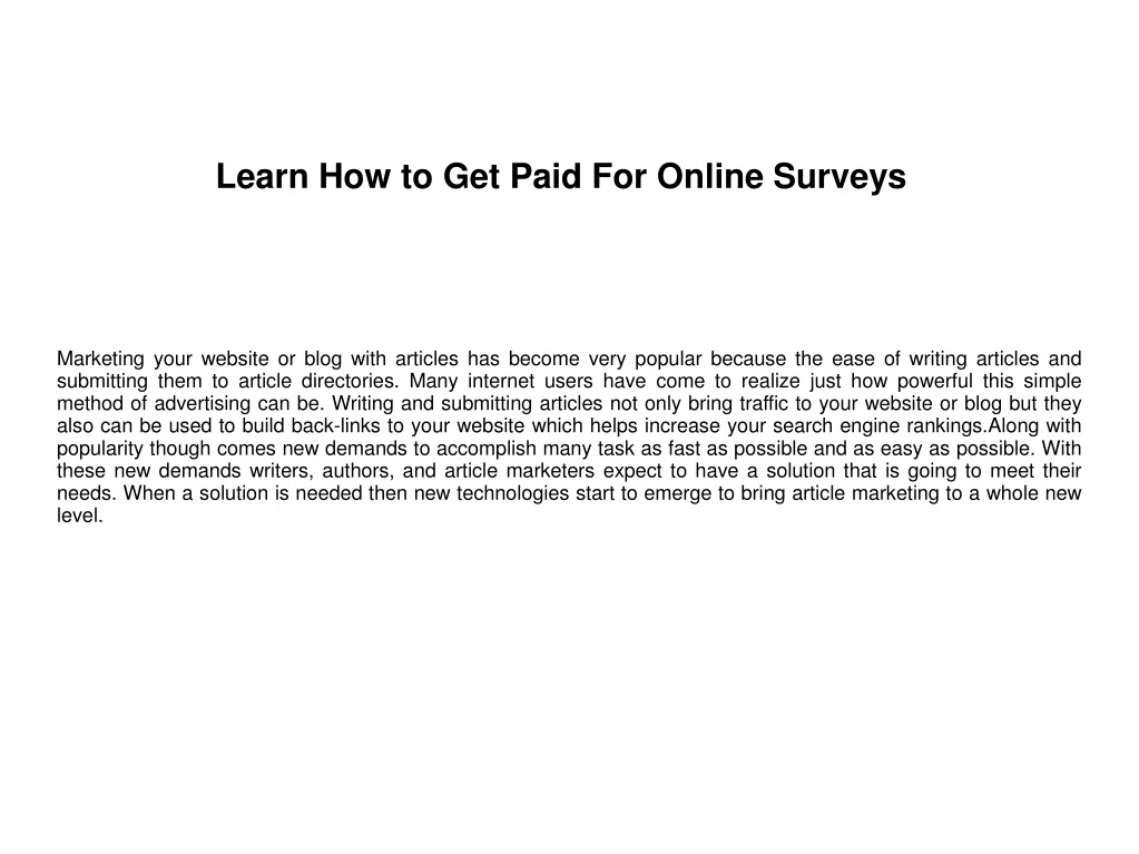 learn how to get paid for online surveys