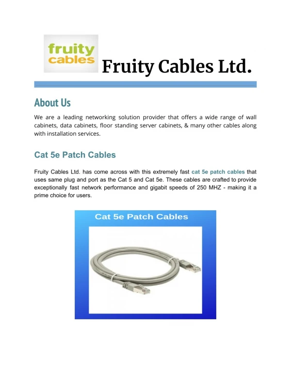 Cat 5e Patch Cables