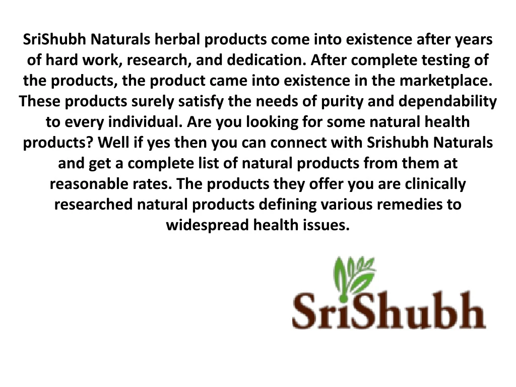 srishubh naturals herbal products come into