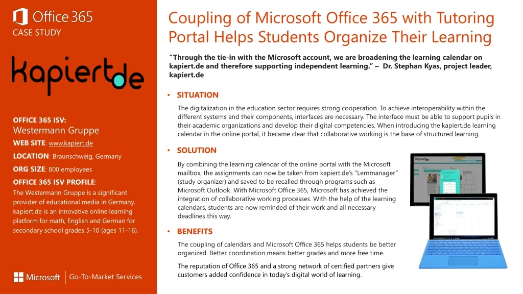 coupling of microsoft office 365 with tutoring