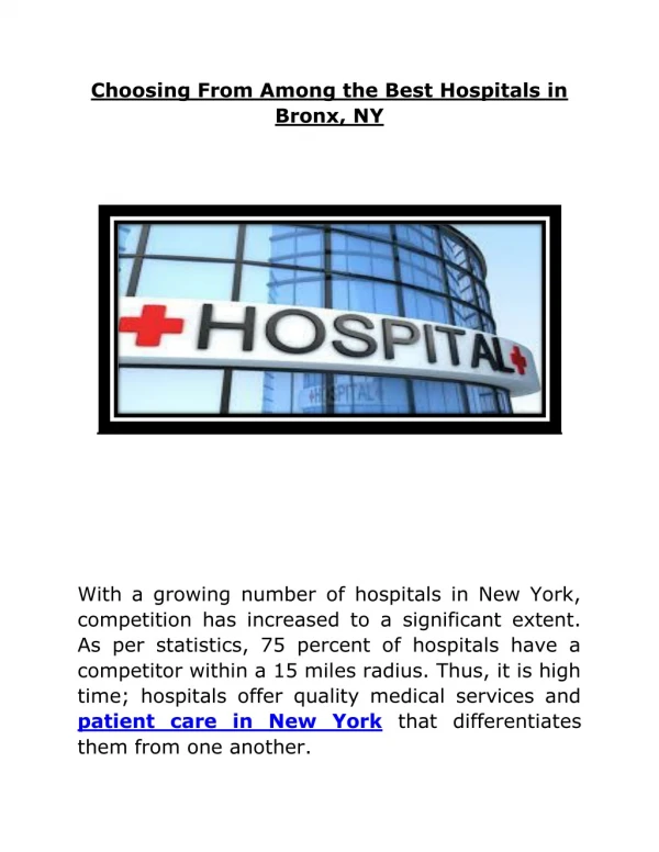 Choosing From Among the Best Hospitals in Bronx, NY