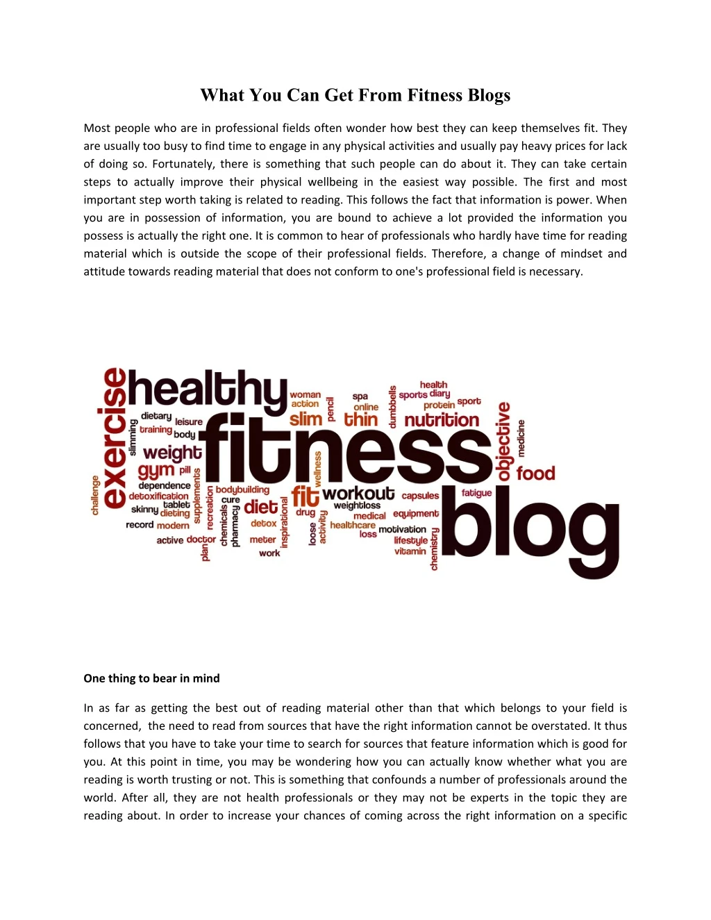 what you can get from fitness blogs