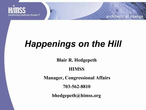 Happenings on the Hill