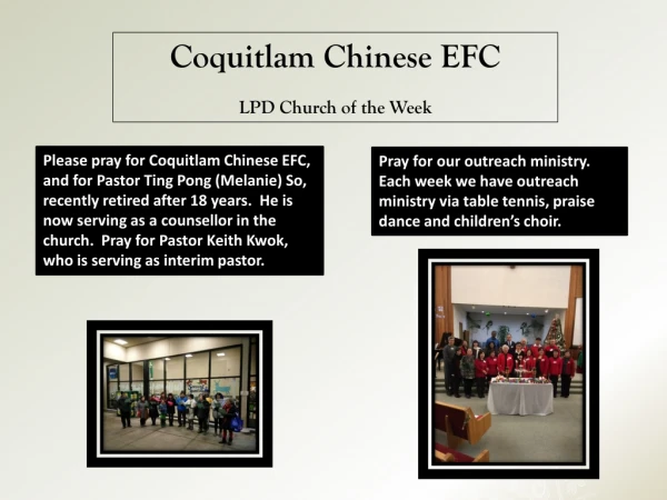Coquitlam Chinese EFC LPD Church of the Week