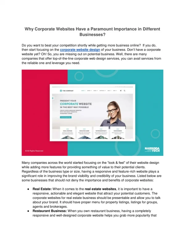 Why Corporate Websites Have a Paramount Importance in Different Businesses?