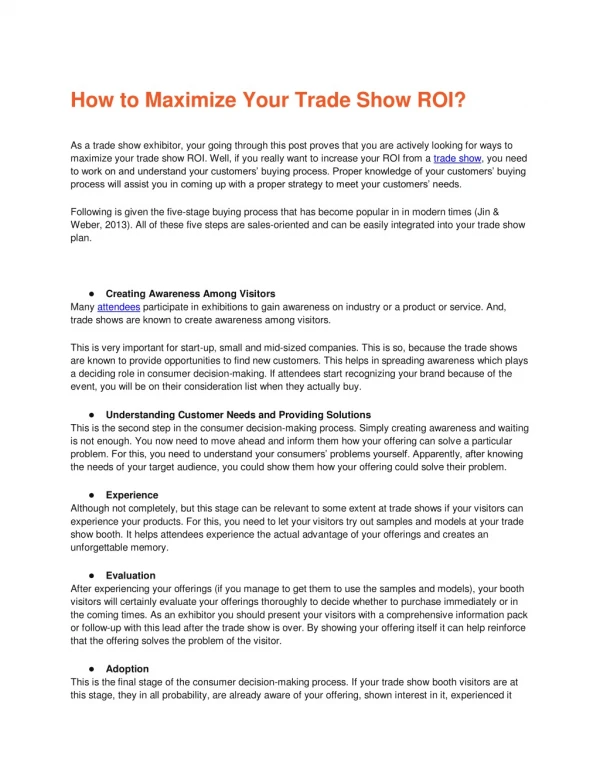 How to Maximize Your Trade Show ROI?