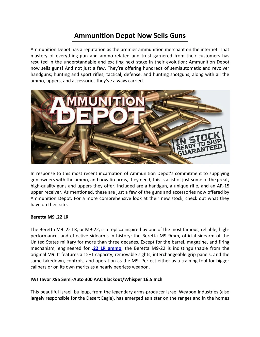 ammunition depot now sells guns