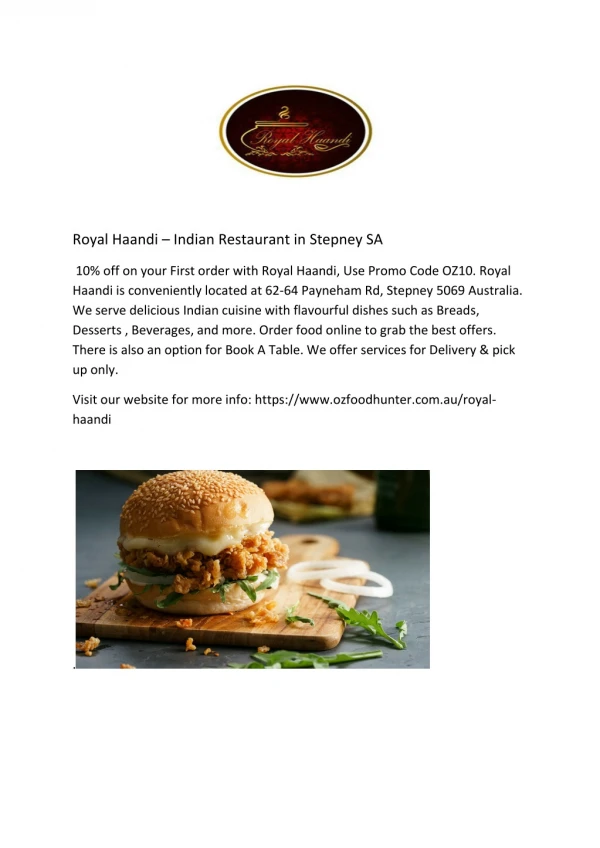 Royal Haandi - Indian Restaurant in Stepney SA