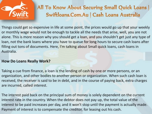 All To Know About Securing Small Quick Loans