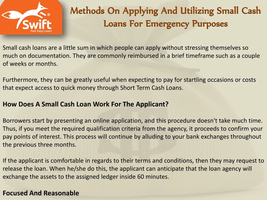 methods on applying and utilizing small cash