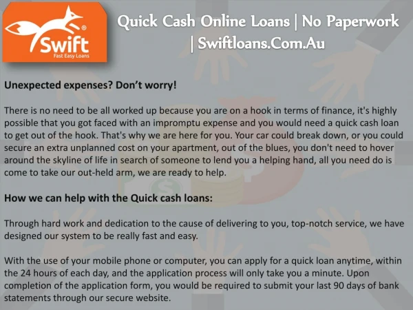 Quick Cash Online Loans