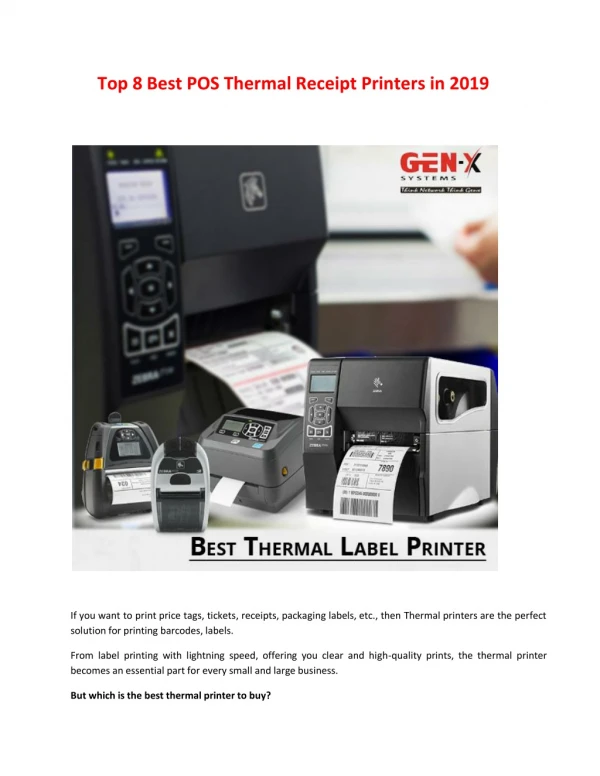 Top 8 Best Thermal Receipt Printers in 2019