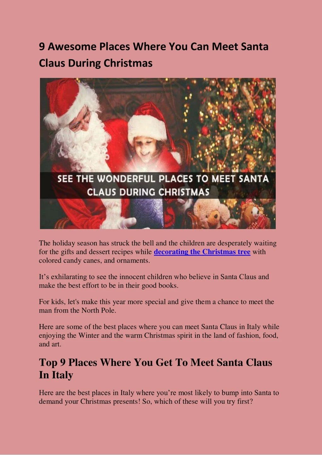 9 awesome places where you can meet santa claus