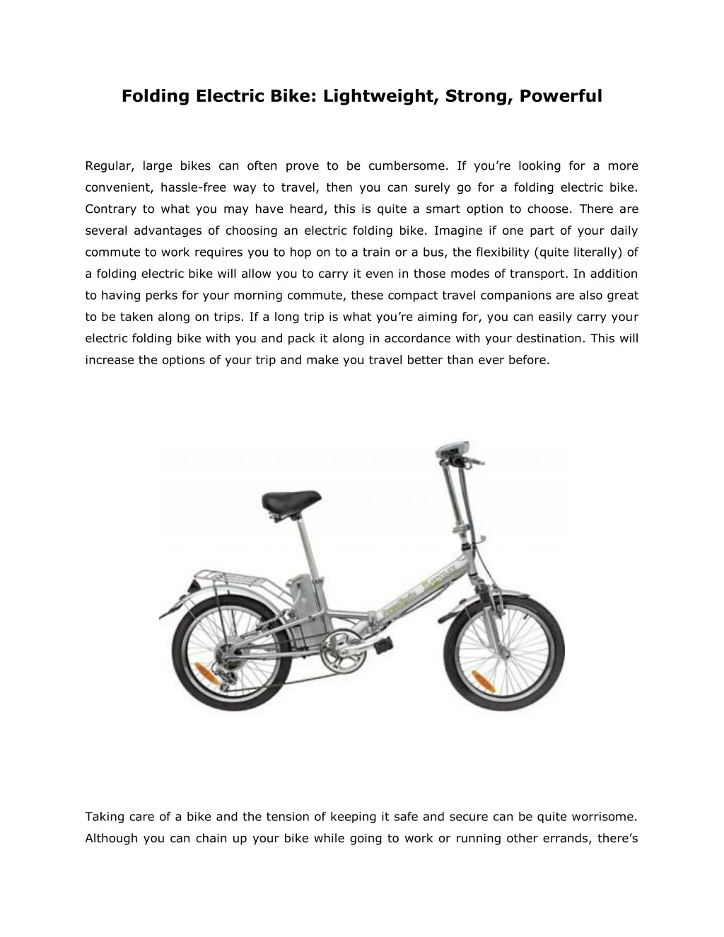 folding electric bike lightweight strong powerful