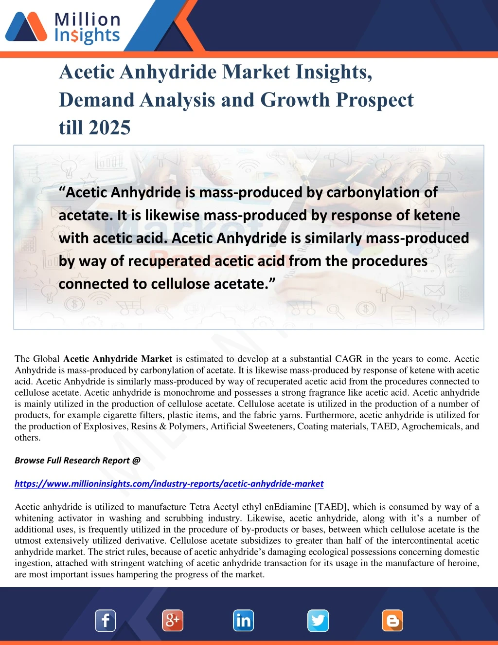 acetic anhydride market insights demand analysis