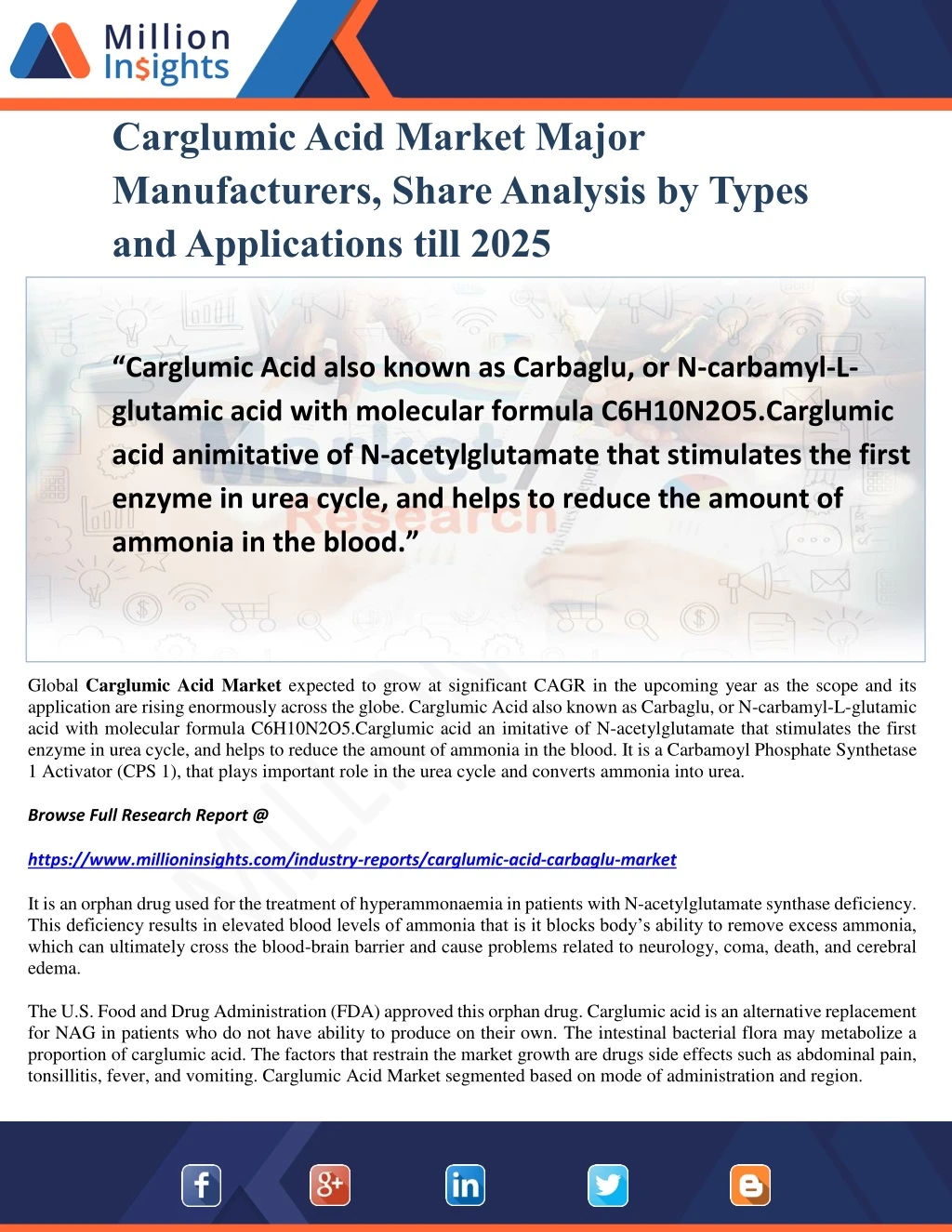carglumic acid market major manufacturers share