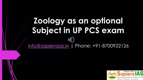 Zoology as an optional Subject in UP PCS exam