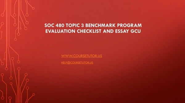 SOC 480 Topic 3 Benchmark Program Evaluation Checklist and Essay GCU