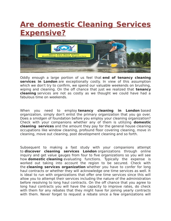 Are domestic Cleaning Services Expensive?