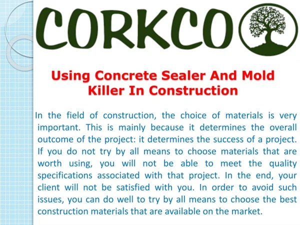 Using Concrete Sealer And Mold Killer In Construction
