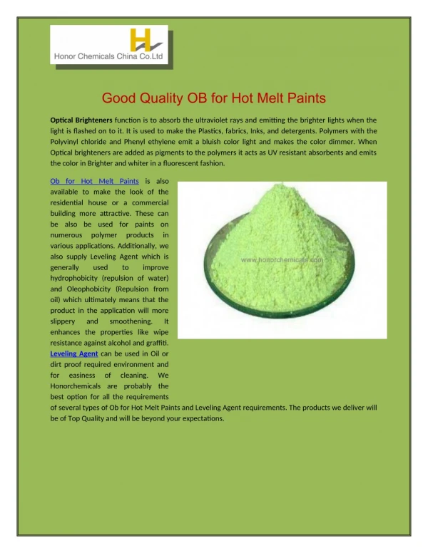 Good Quality OB for Hot Melt Paints