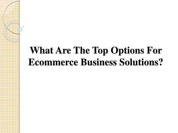 What Are The Top Options For Ecommerce Business Solutions?