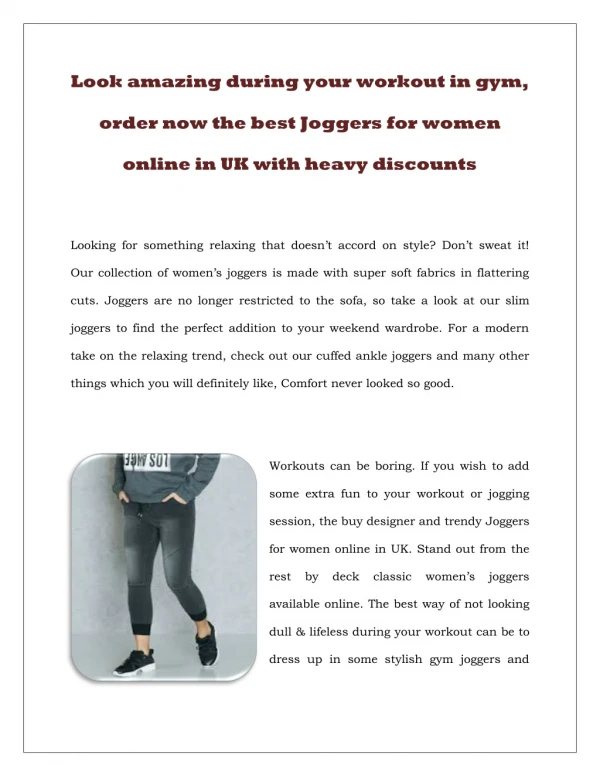 Joggers for women online in UK