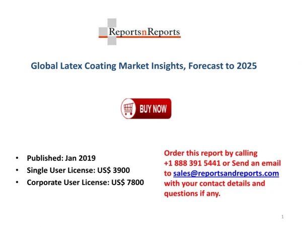 Latex Coating Market 2019 Top Players Strategic Analysis, Market Dynamics, Restraints, Growth and Forecast 2025