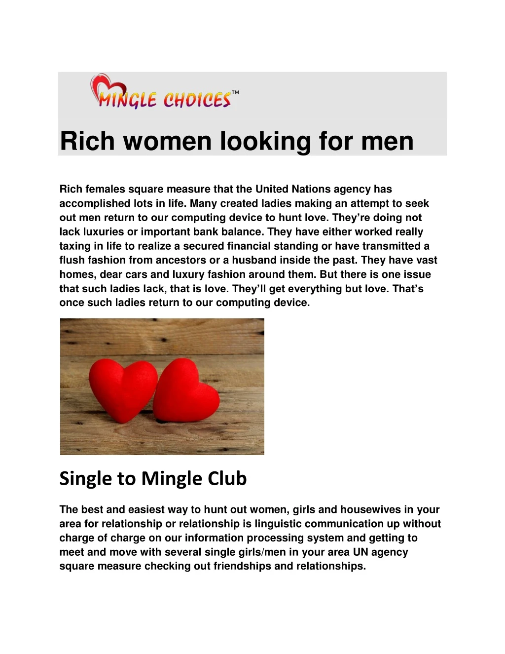 rich women looking for men