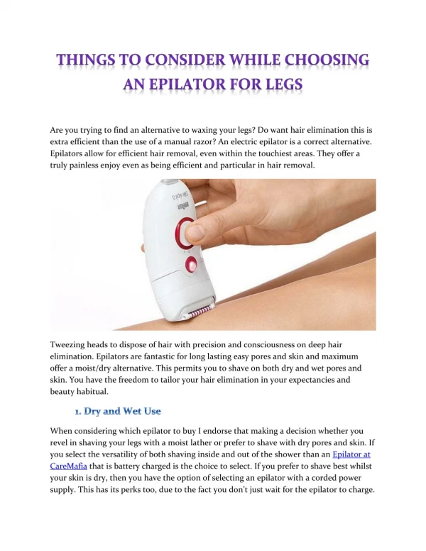 Things to Consider While Choosing an Epilator for Legs
