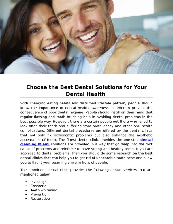 Choose the Best Dental Solutions for Your Dental Health