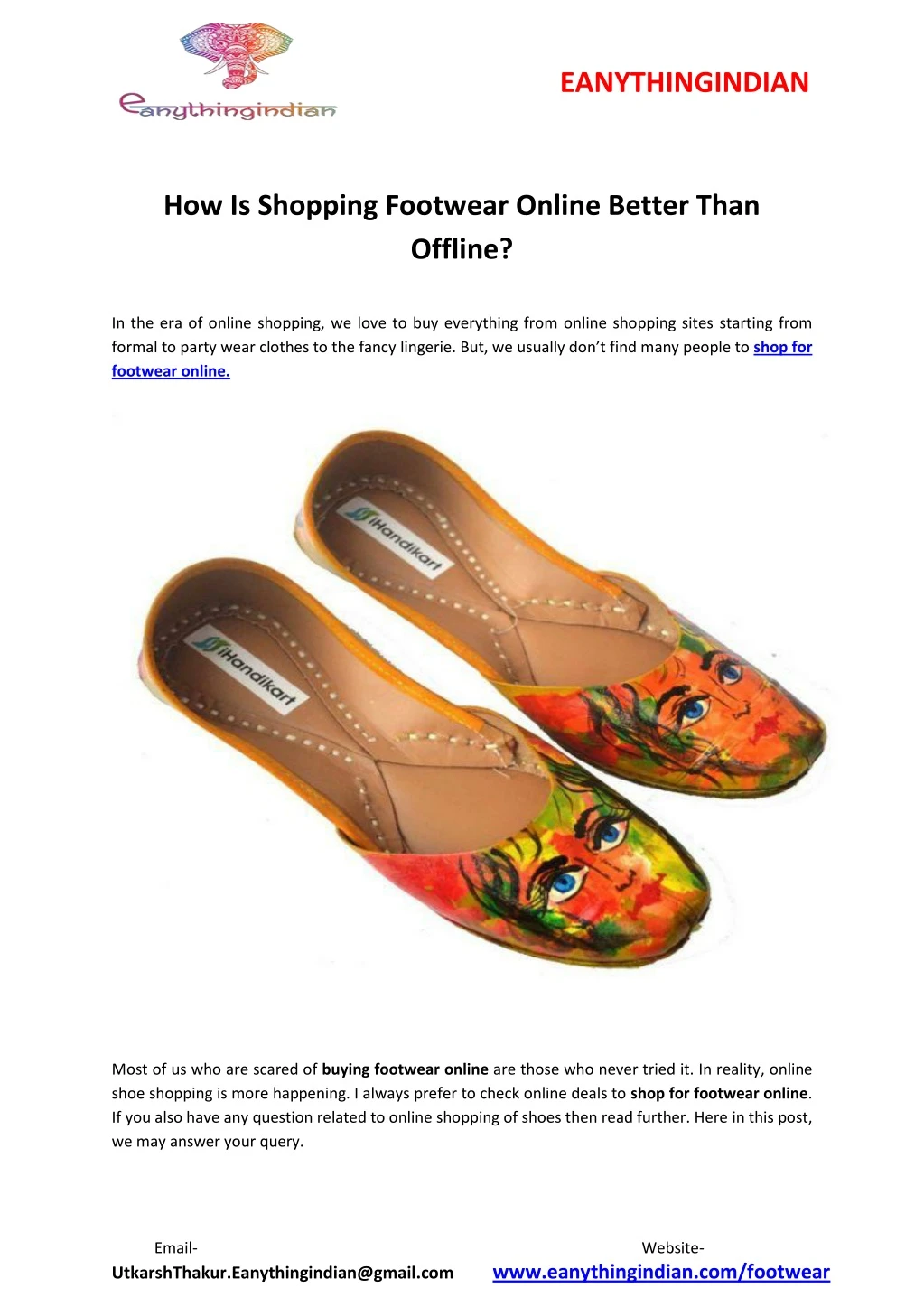 eanythingindian how is shopping footwear online