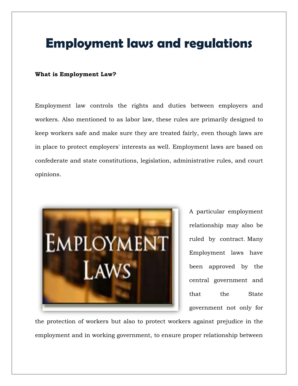 employment laws and regulations