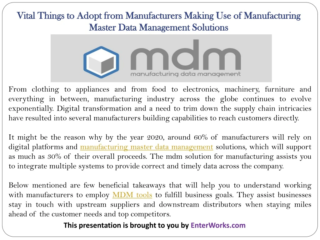 vital things to adopt from manufacturers making