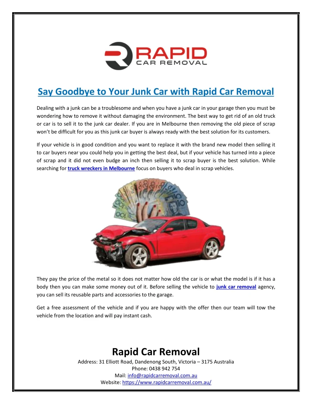 say goodbye to your junk car with rapid