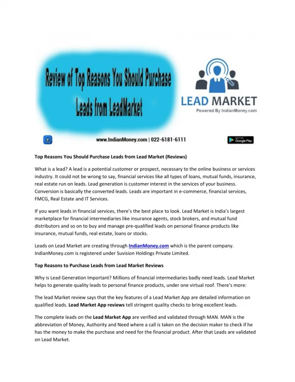 Top Reasons You Should Purchase Leads from Lead Market (Reviews)