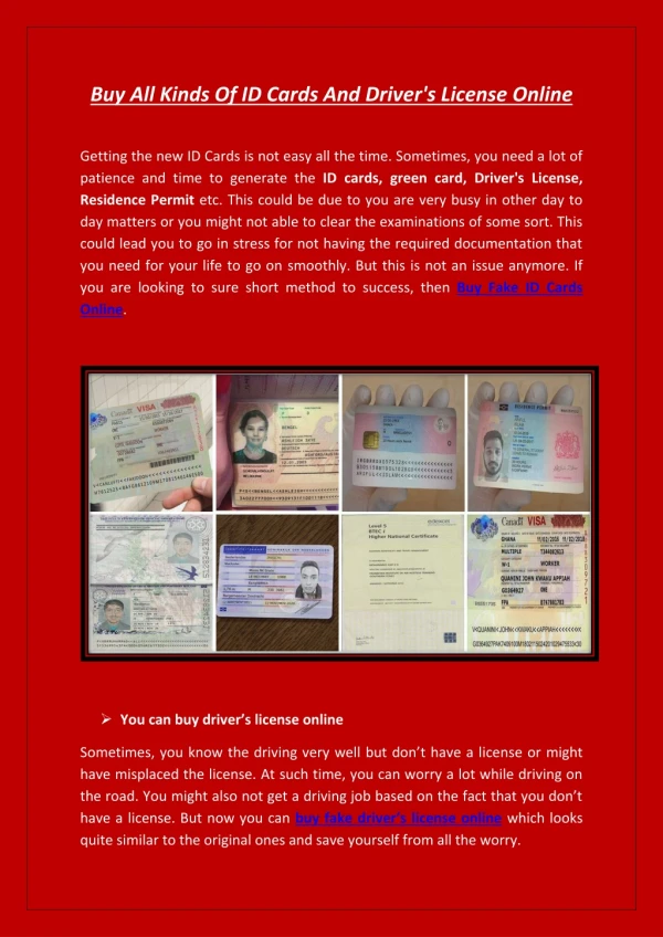 Buy All Kinds Of ID Cards And Driver's License Online
