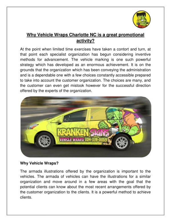 Why Vehicle Wraps Charlotte NC is a great promotional activity?