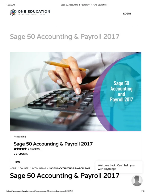 Sage 50 accounting & payroll 2017 - One Education