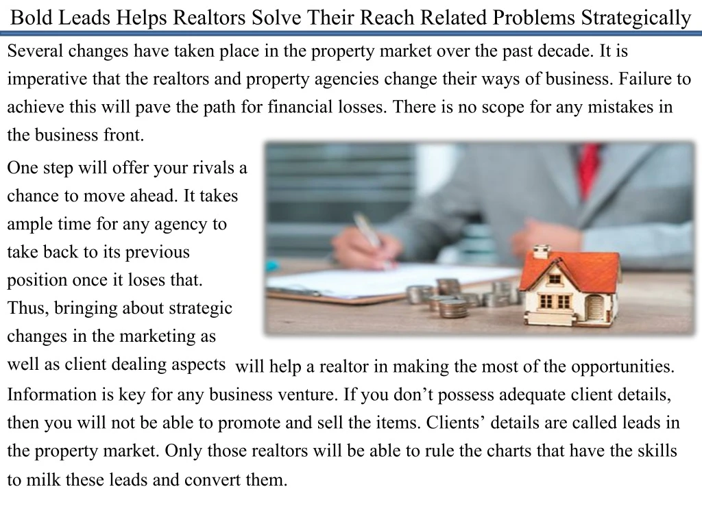 bold leads helps realtors solve their reach