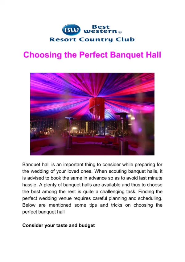 Choosing the Perfect Banquet Hall