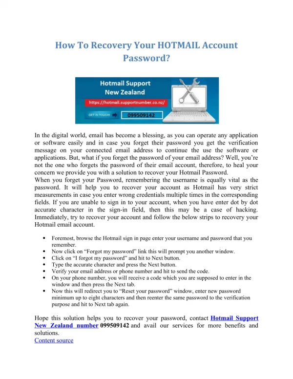 How To Recovery Your HOTMAIL Account Password?