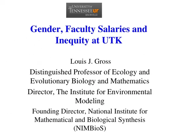 Gender, Faculty Salaries and Inequity at UTK