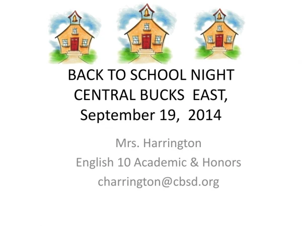 BACK TO SCHOOL NIGHT CENTRAL BUCKS EAST, September 19, 2014