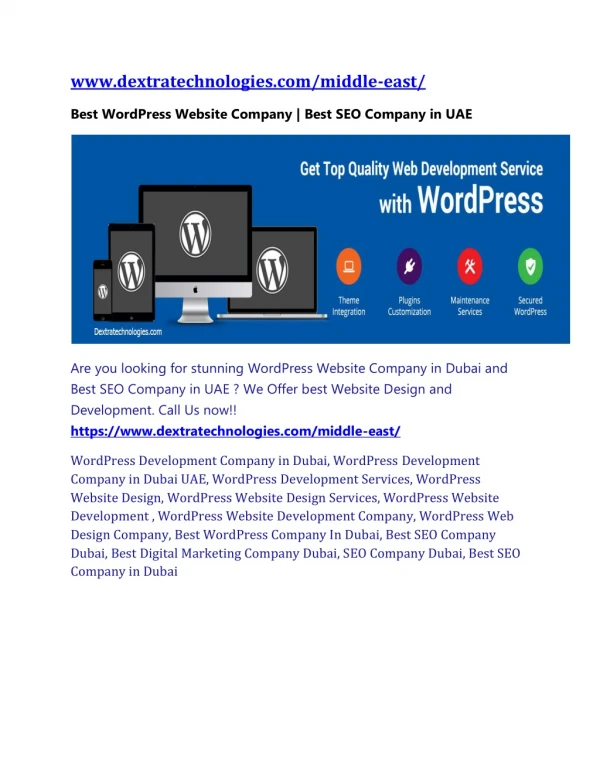 Best WordPress Website Company | Best SEO Company in UAE
