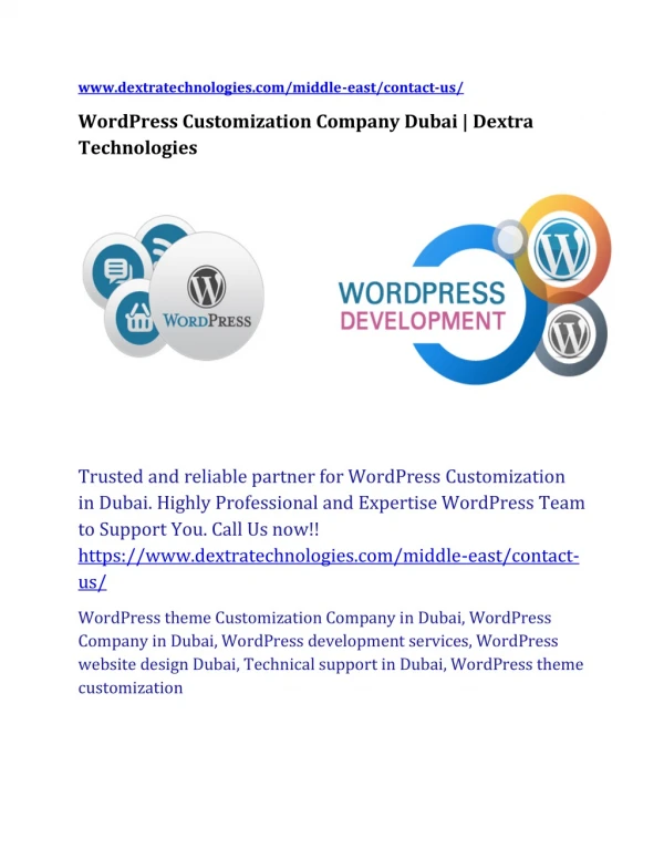 WordPress Customization Company Dubai | Dextra Technologies